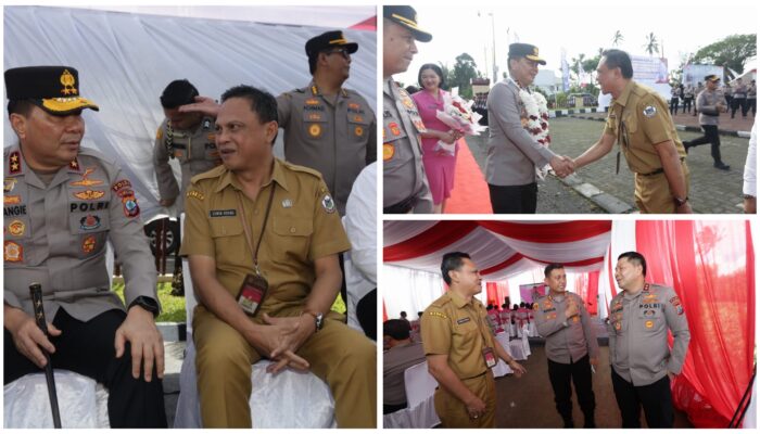 Sekdakot Roring Hadiri Kunker Kapolda Sulut di Polres Tomohon