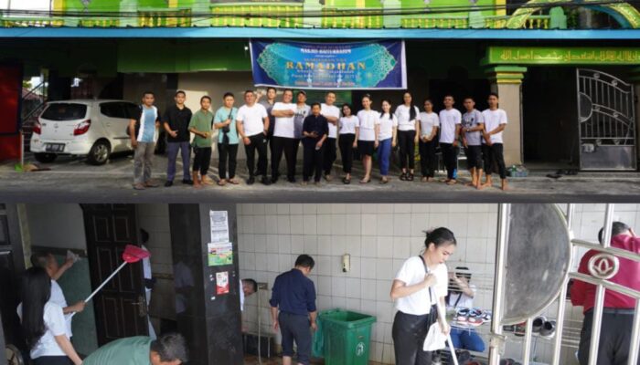 Bulan Ramadhan, Luwansa Hotel Gelar Bersih-bersih di Masjid Baitur Rahim Manado dan Lingkungan Sekitar