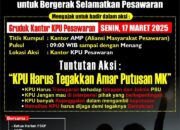 Sejumlah Lembaga dan Tokoh Pendiri Kabupaten Pesawaran Menggelorakan Aksi Damai Menuntut KPU Untuk Menjalankan Amar Putusan MK.