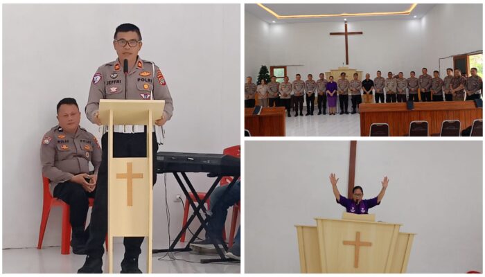 Kasat Lantas Polres Tomohon Pimpin Ibadah Oikumene di Aula Wicaksana Lakhawa