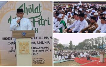 Ribuan Jamaah Padati Lapangan Sparta Tikala, Gubernur Ajak Perkuat Persatuan di Hari Raya