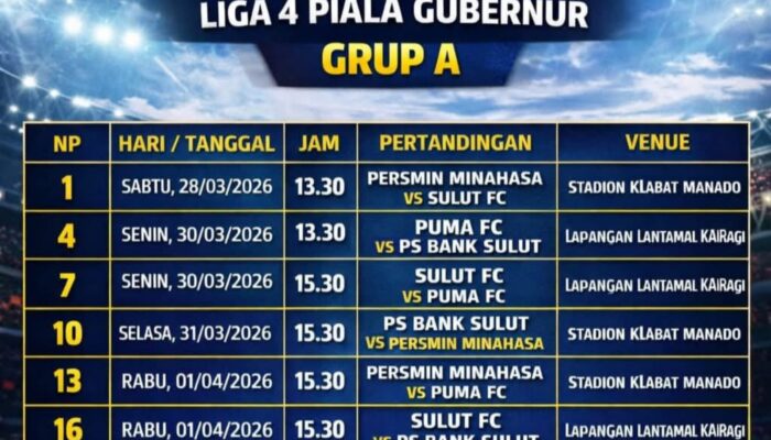 Liga 4 Piala Gubernur Sulawesi Utara 2026 Resmi Bergulir, Jadwal dan Venue Pertandingan Diumumkan