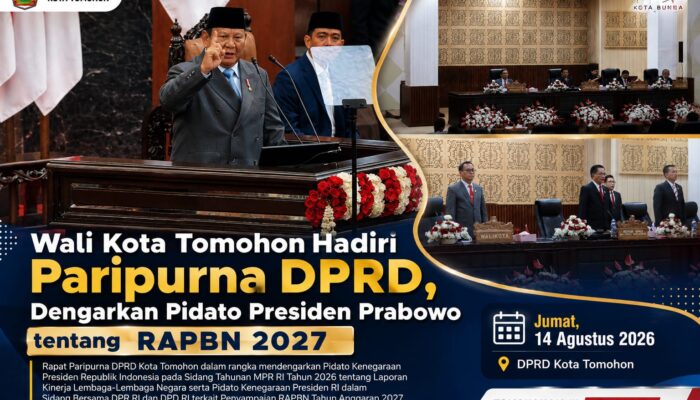 Wali Kota Tomohon Hadiri Paripurna DPRD, Dengarkan Pidato Presiden Prabowo tentang RAPBN 2027