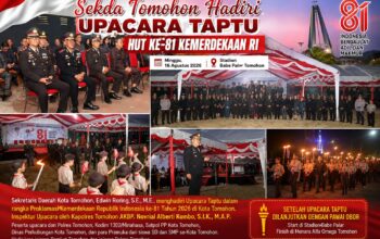 Sekda Tomohon Hadiri Upacara Taptu HUT ke-81 Kemerdekaan RI