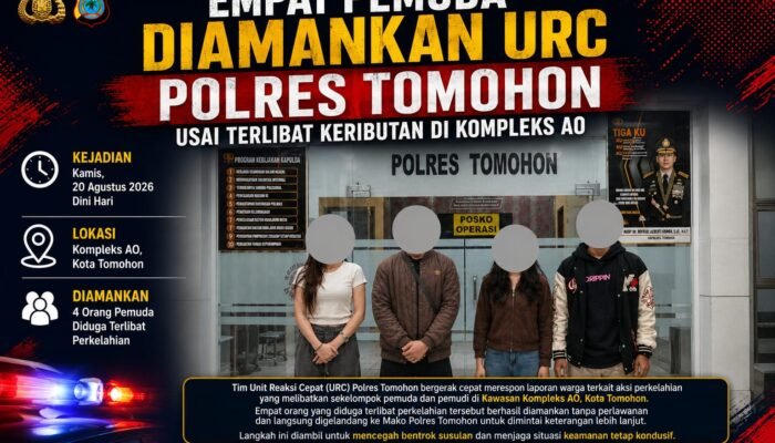 Empat Pemuda Diamankan URC Polres Tomohon Usai Terlibat Keributan di Kompleks AO