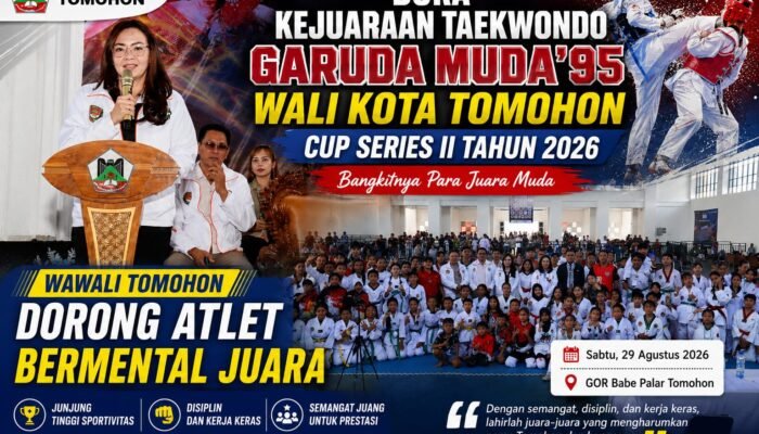 Buka Kejuaraan Taekwondo Garuda Muda’95 Cup II, Wawali Tomohon Dorong Atlet Bermental Juara