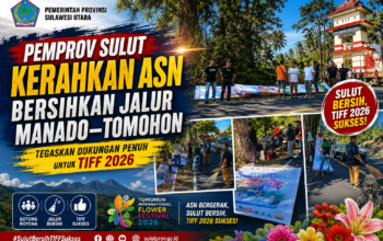 Pemprov Sulut Kerahkan ASN Bersihkan Jalur Manado–Tomohon, Tegaskan Dukungan Penuh untuk TIFF 2026