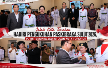Wali Kota Tomohon Hadiri Pengukuhan Paskibraka Sulut 2026, Putri Tercinta Jadi Utusan Kota Tomohon