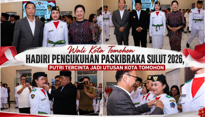 Wali Kota Tomohon Hadiri Pengukuhan Paskibraka Sulut 2026, Putri Tercinta Jadi Utusan Kota Tomohon