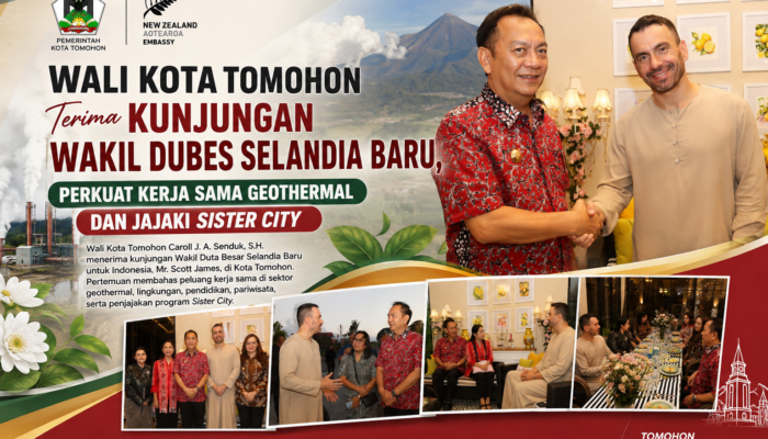 Wali Kota Tomohon Terima Kunjungan Wakil Dubes Selandia Baru, Perkuat Kerja Sama Geothermal dan Jajaki Sister City
