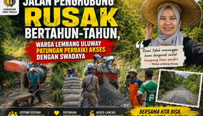 Jalan Penghubung Rusak Bertahun-tahun, Warga Lembang Uluway Patungan Perbaiki Akses dengan Swadaya