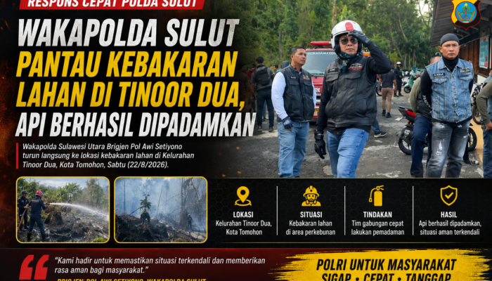 Wakapolda Sulut Pantau Kebakaran Lahan di Tinoor Dua, Api Berhasil Dipadamkan