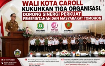 Wali Kota Caroll Kukuhkan Tiga Organisasi, Dorong Sinergi Perkuat Pemerintahan dan Masyarakat Tomohon