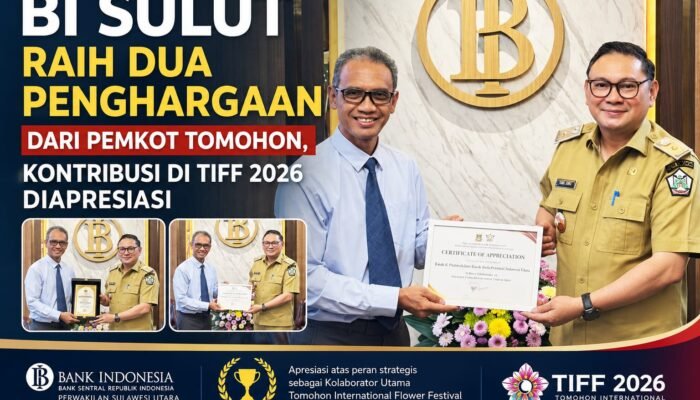 BI Sulut Raih Dua Penghargaan dari Pemkot Tomohon, Kontribusi di TIFF 2026 Diapresiasi