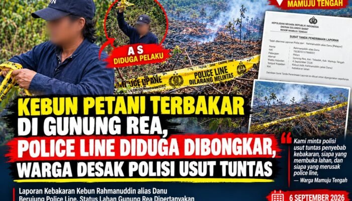 Kebun Petani Terbakar di Gunung Rea, Police Line Diduga Dibongkar, Warga Desak Polisi Usut Tuntas