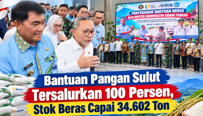 Bantuan Pangan Sulut Tersalurkan 100 Persen, Stok Beras Capai 34.602 Ton
